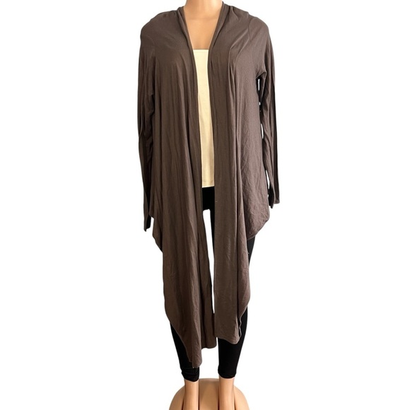 Sundance Brown Long Open-Front Cardigan Sweater Lightweight - Picture 3 of 10